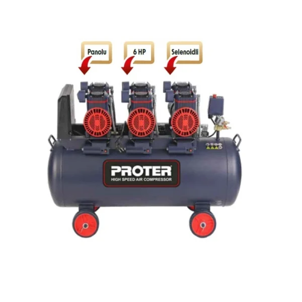Proter 100 Litre 6 Hp Hızlı Ve Yağsız Hava Kompresörü Pr 106 Hz