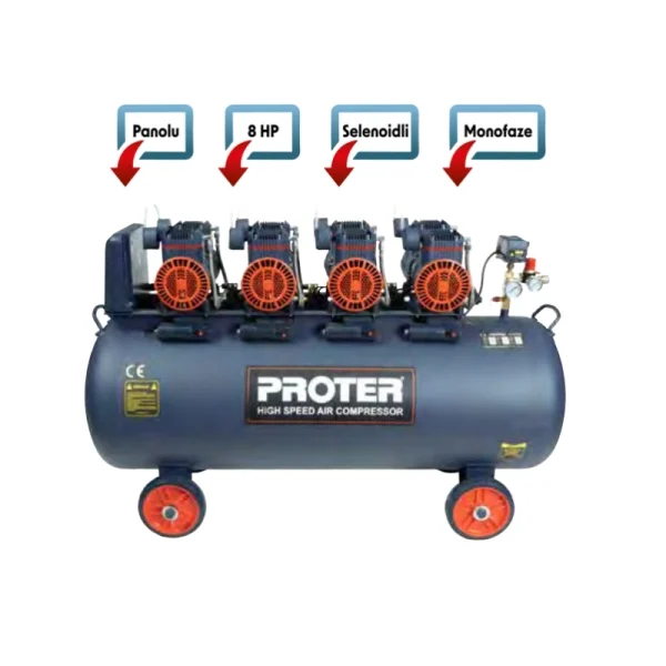 Proter Pr 228 Hz 8 Hp Hızlı Ve Sessiz Hava Komresörü