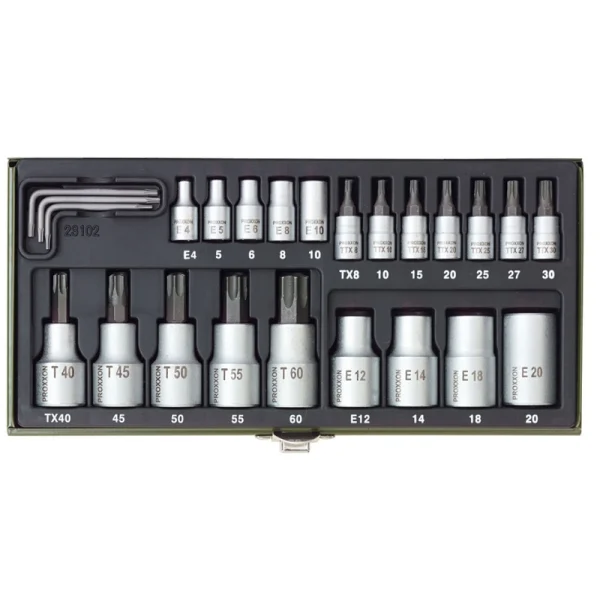 Proxxon 23102 Torx Lokma Takımı 1/4 İnç - 1/2 İnç (24 Parça)