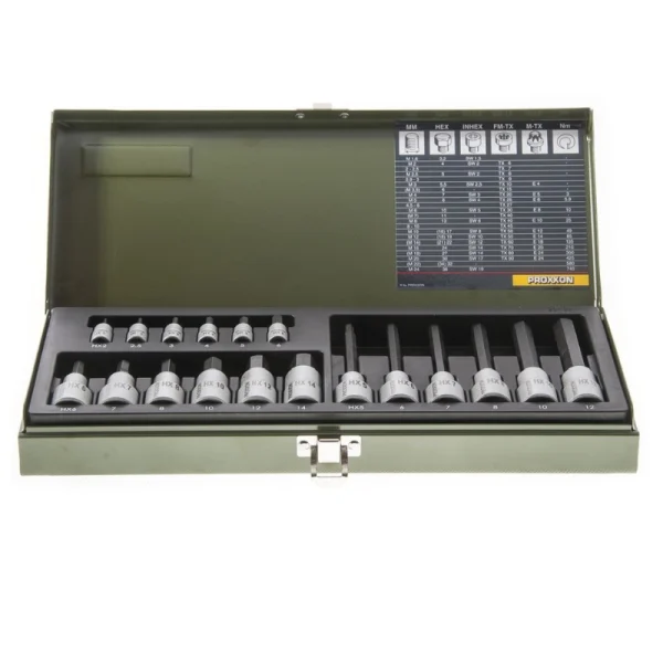 Proxxon 23100 Allen Lokma Takımı 1/4 İnç - 1/2 İnç (18 Parça)