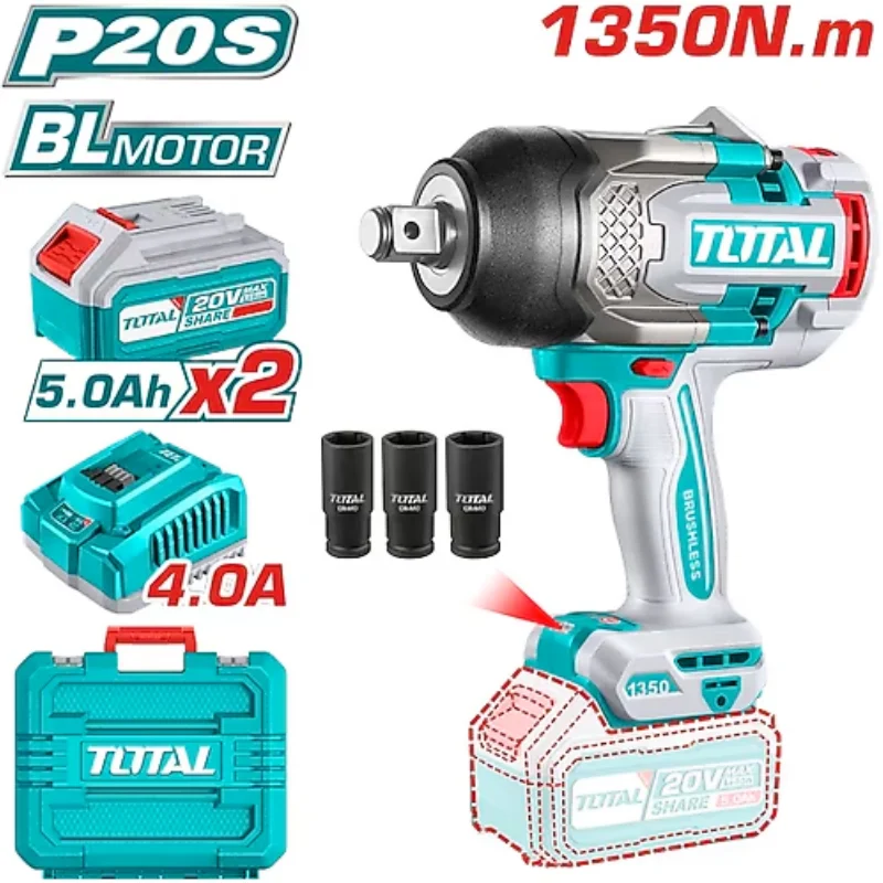 Total TIWLI20135E Akülü Somun Sıkma 1350 Nm Kömürsüz