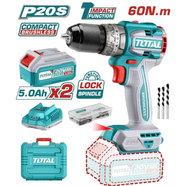 Total Lı-ıon Akülü Kömürsüz Darbeli Matkap 5.0 Ah