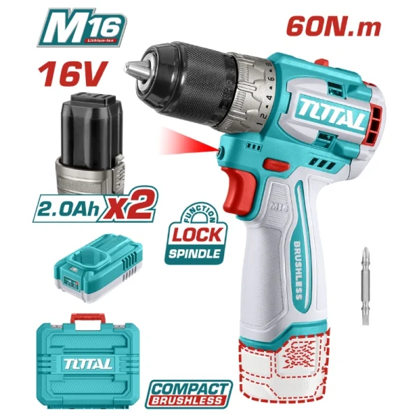 Total TDLI16682 Akülü Kömürsüz Matkap 16V