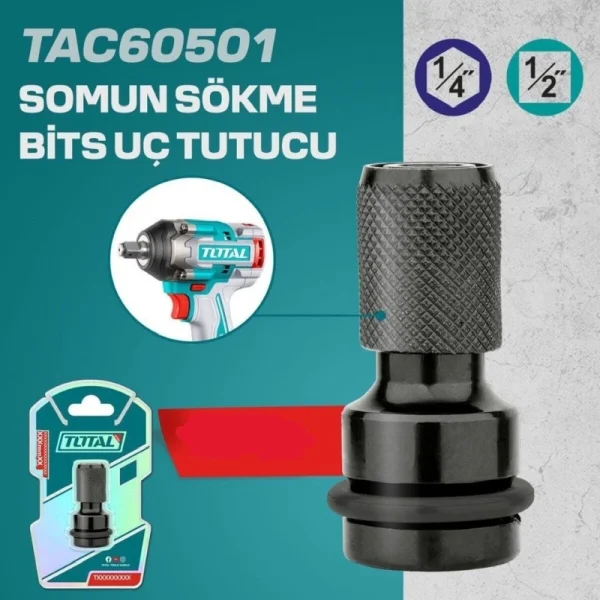 Total TAC60501 Somun Sökme Bits Uç Tutucu Adaptörü 1/4-1/2