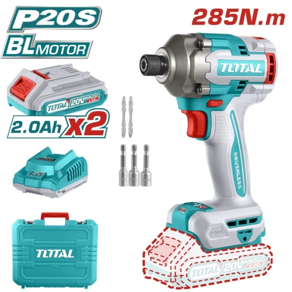 Total TIRLI2028E Akülü Darbeli Vidalama Kömürsüz 2x2.0 Ah 285Nm
