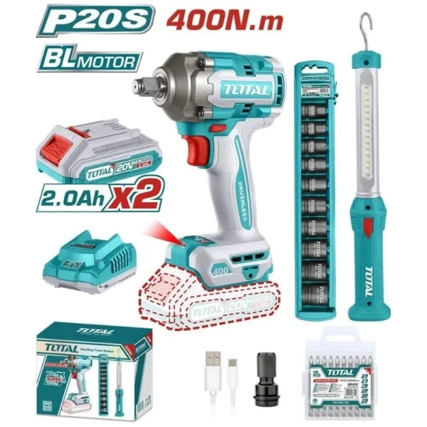 Total TOSLI23048E Akülü Darbeli Somun Sıkma+Askılı Çalışma Işığı