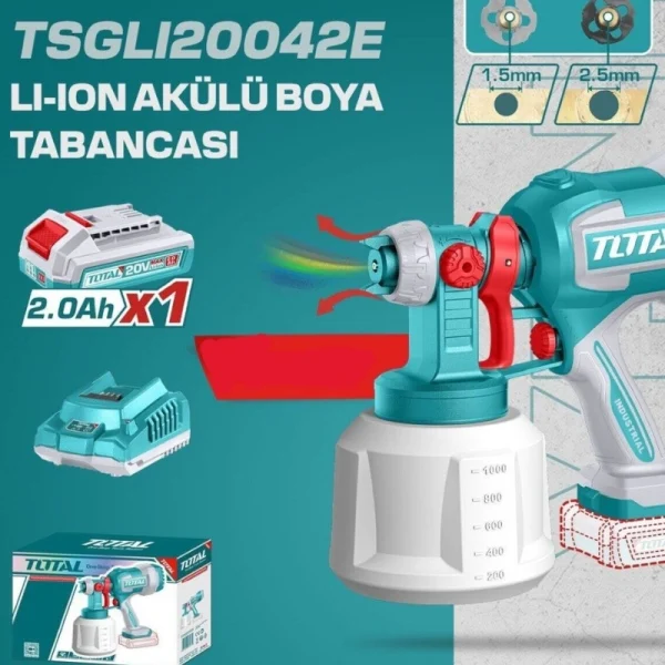 Total TSGLI20042E Akülü Boya Tabancası Tek Akülü 2.0 Ah