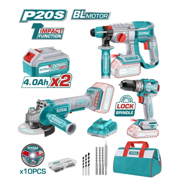 Total Akülü Matkap, Taşlama, Kırıcı Delici Set / TOSLI240202