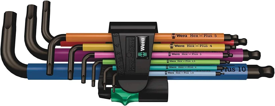 Wera 950/9 Hex Plus Top Başlı Renkli 9 Parça Allen Anahtar Seti