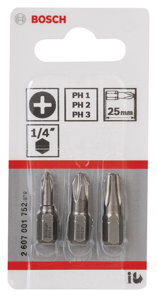Bosch ExtraHard Vidalama Ucu PH1/2/3*25mm 3 lü