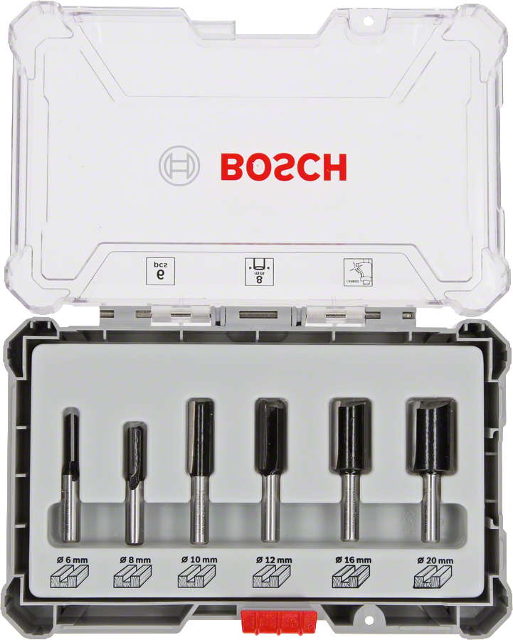 Bosch Pro Freze Seti 6 lı Düz 8 mm şaftlı