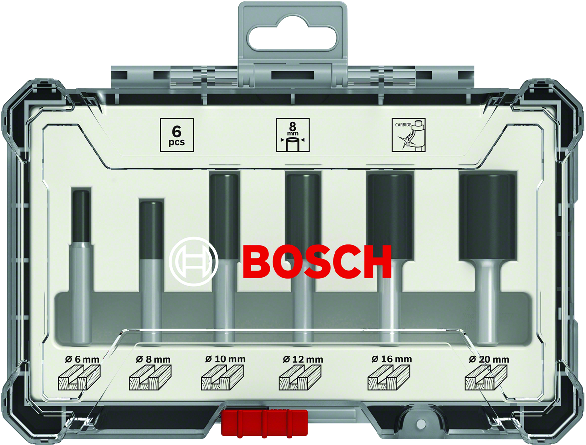 Bosch Pro Freze Seti 6 lı Düz 8 mm şaftlı