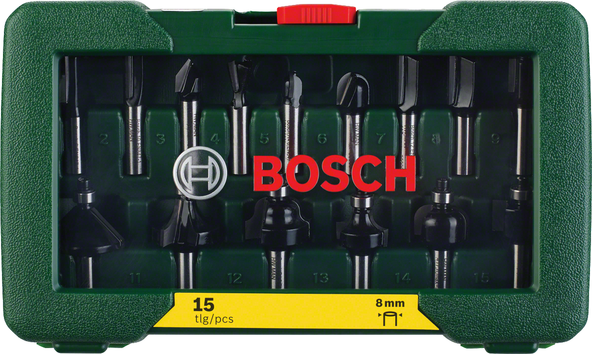Bosch DIY Freze Seti 15 li 8 mm şaftlı