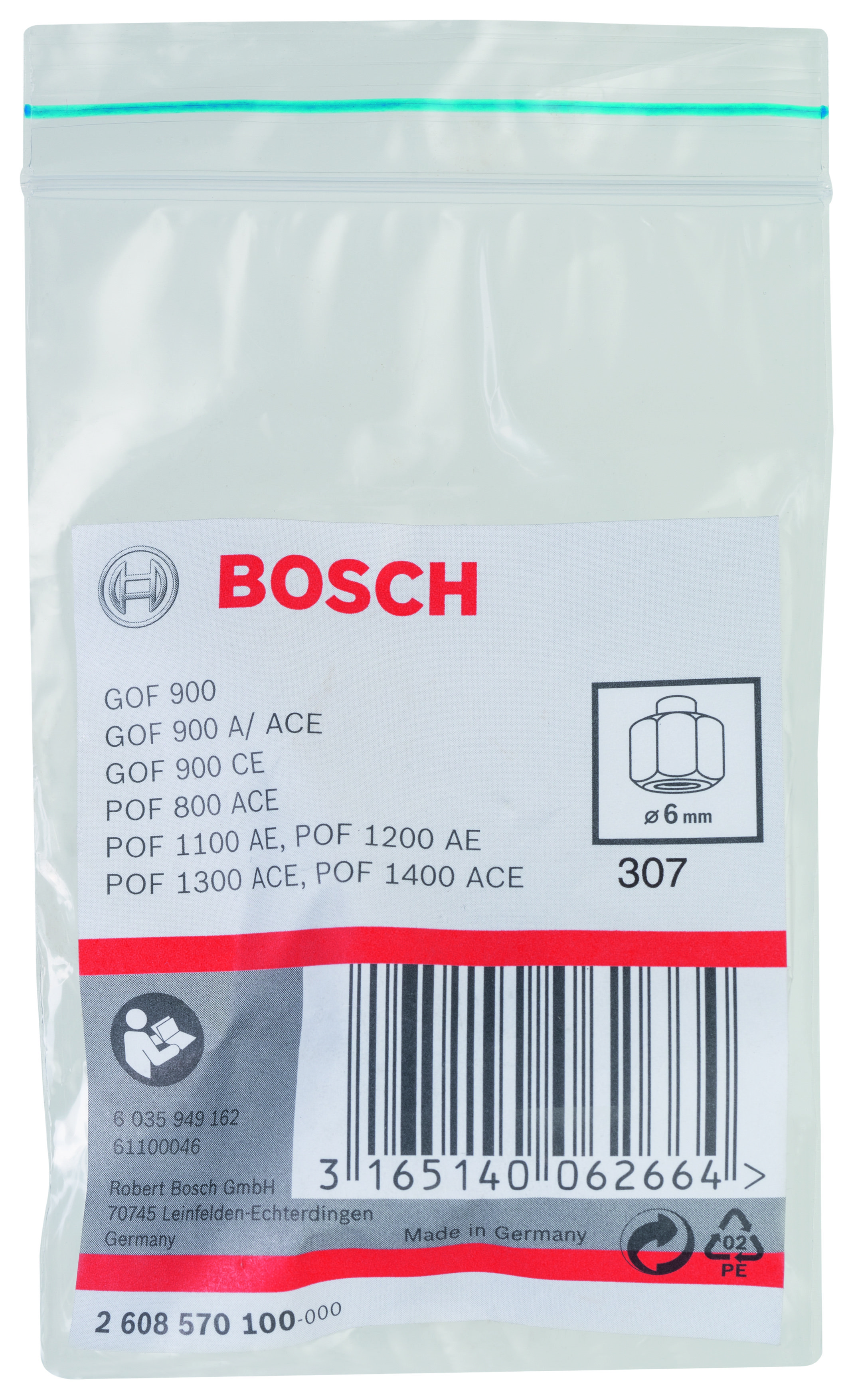 Bosch Freze Uyumlu Penset/Somun Ø6mm 19mm