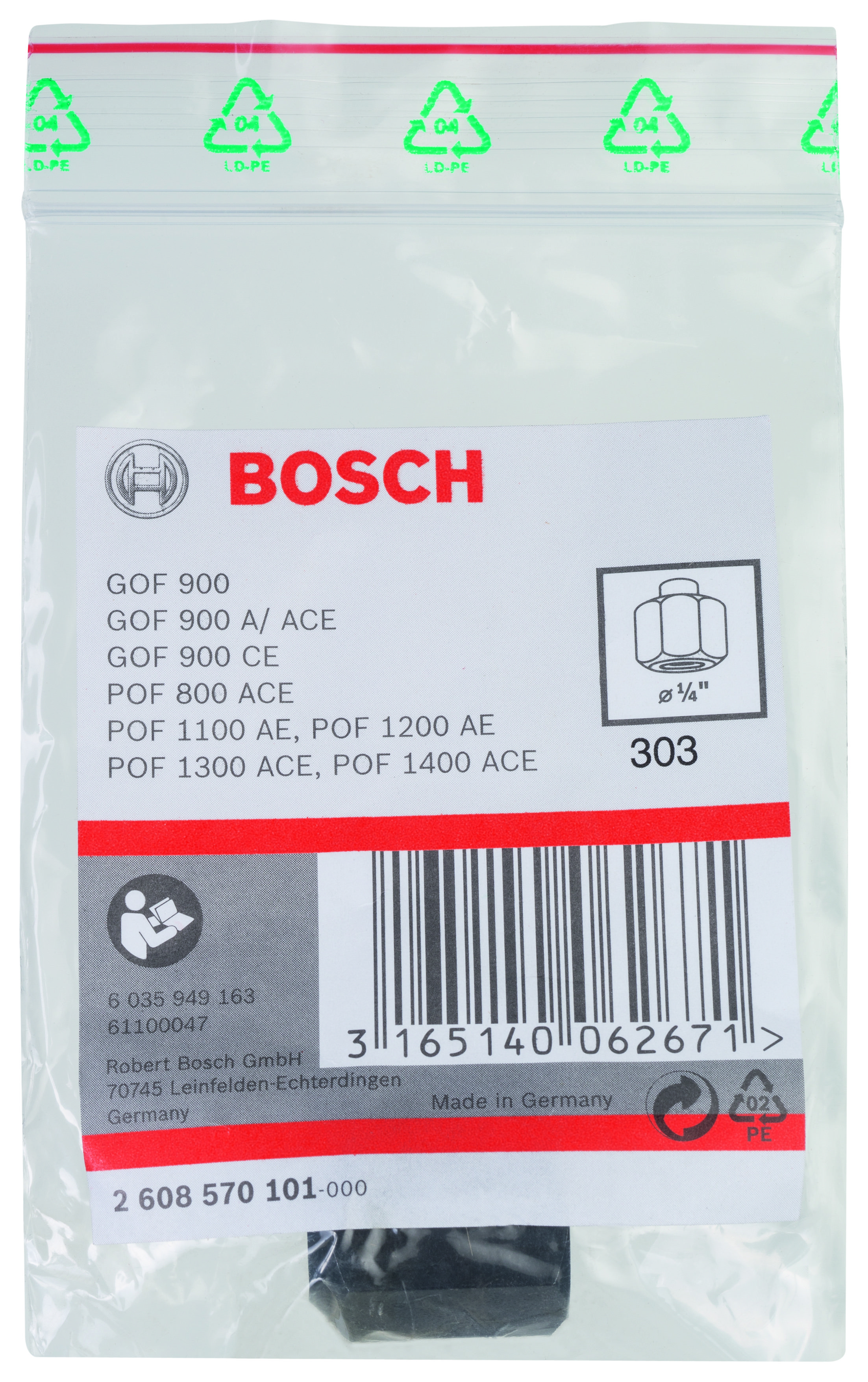 Bosch Freze Uyumlu Penset/Somun Ø1/4 19mm