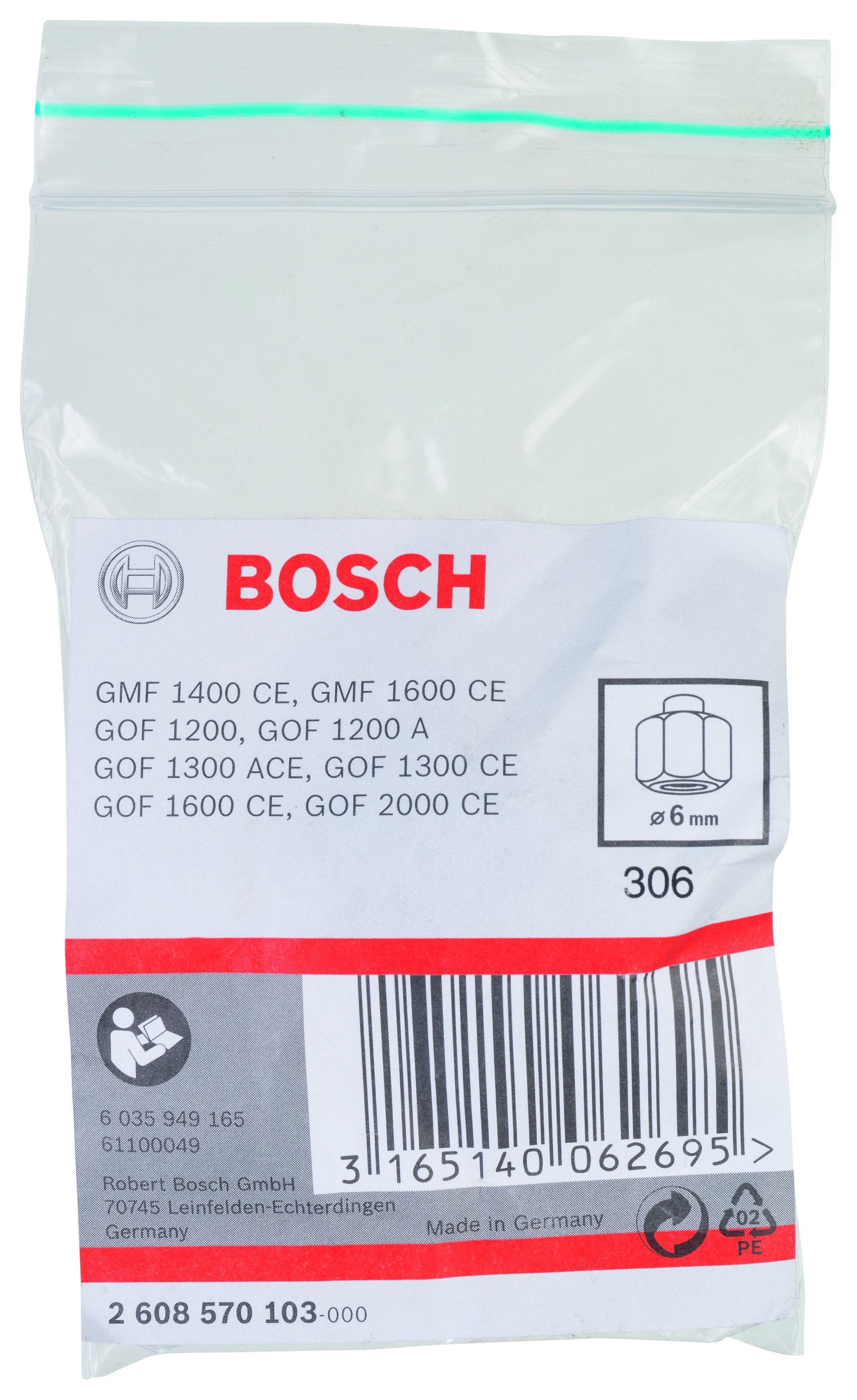 Bosch Freze Uyumlu Penset/Somun Ø6mm 24mm