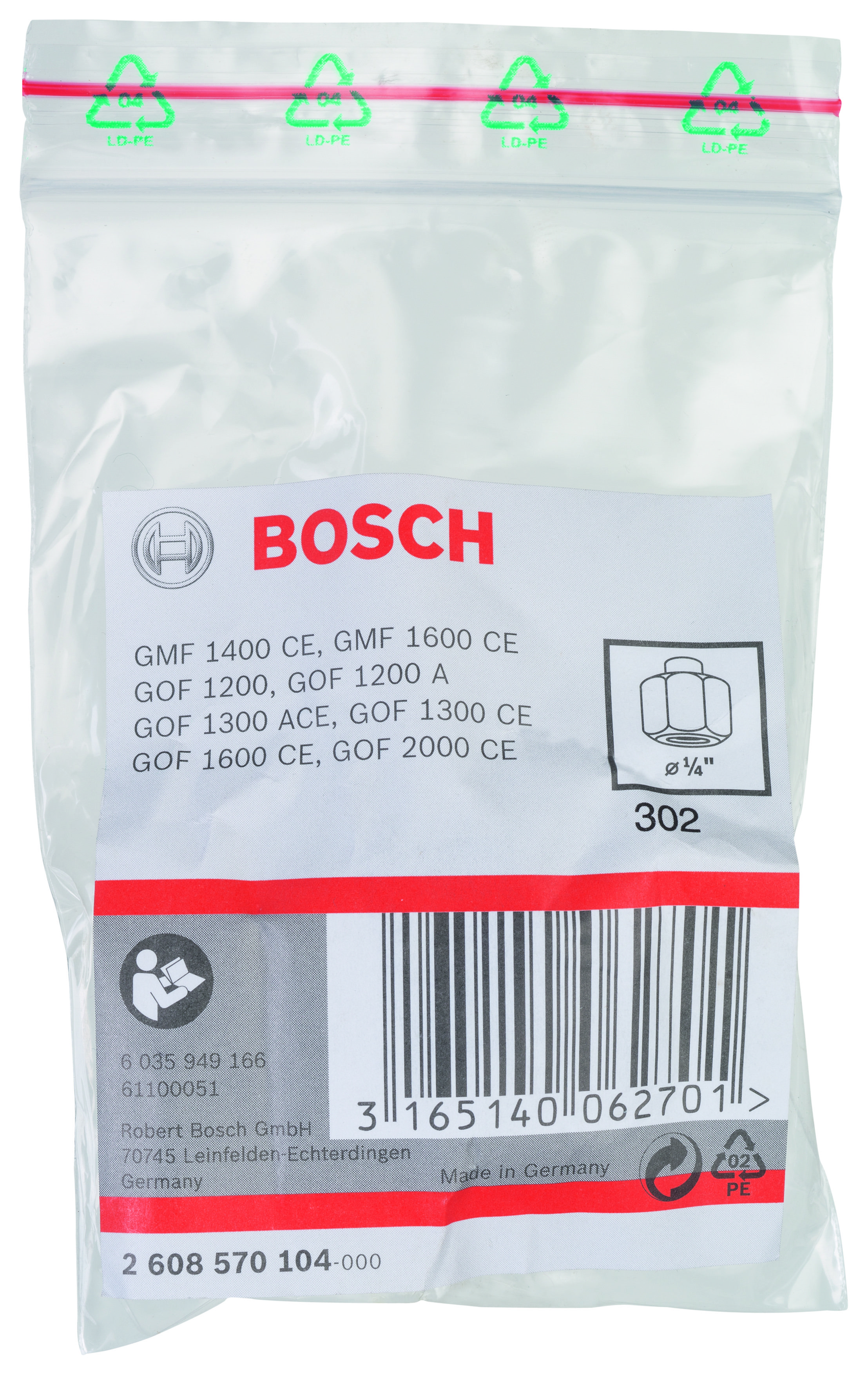 Bosch Freze Uyumlu Penset/Somun Ø1/4 24mm