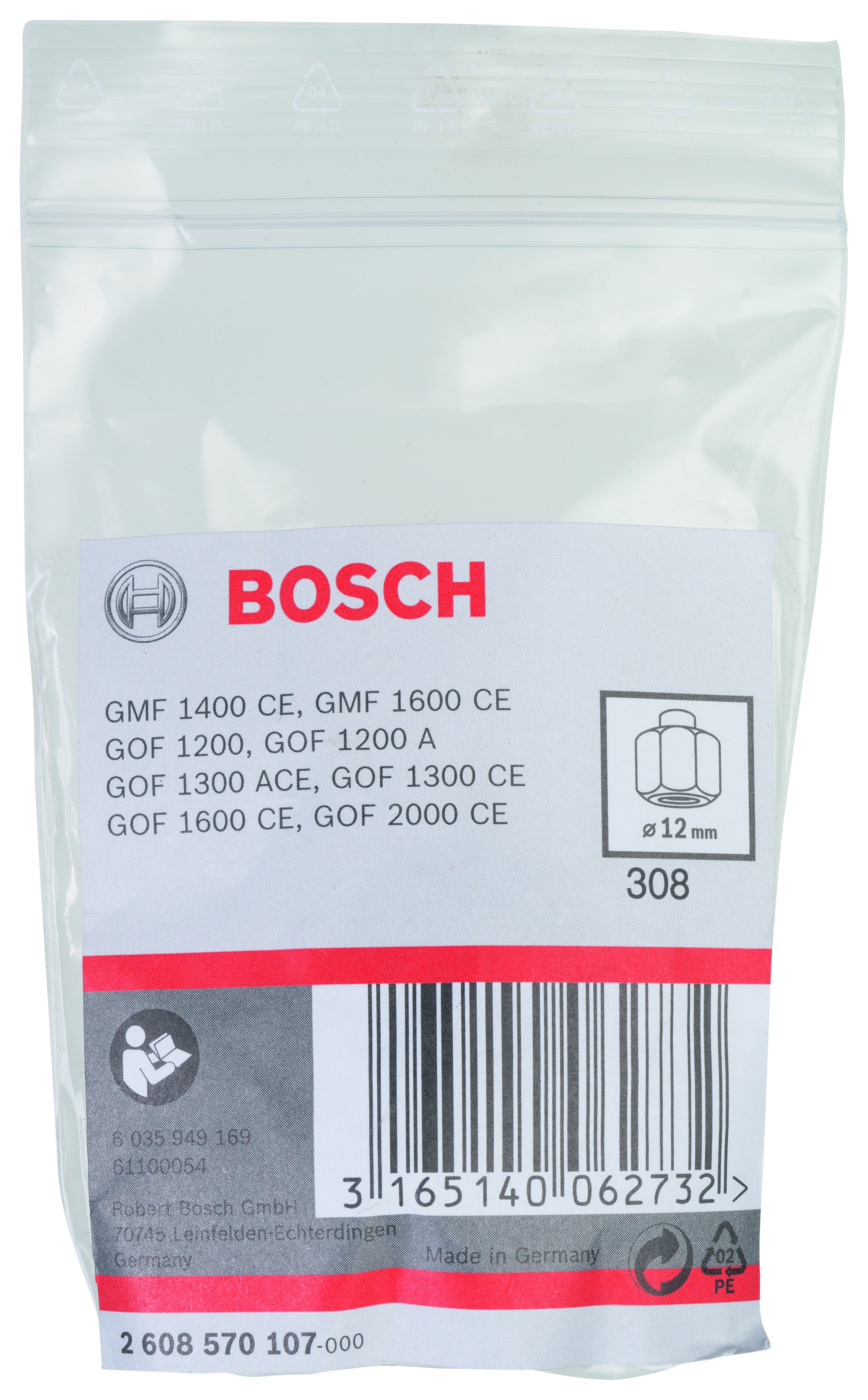 Bosch Freze Uyumlu Penset/Somun Ø12mm 24mm