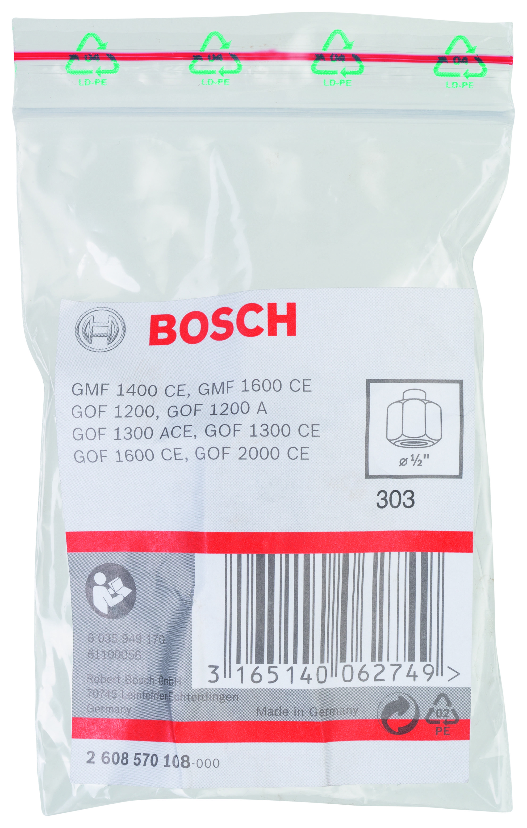 Bosch Freze Uyumlu Penset/Somun Ø1/2 24mm