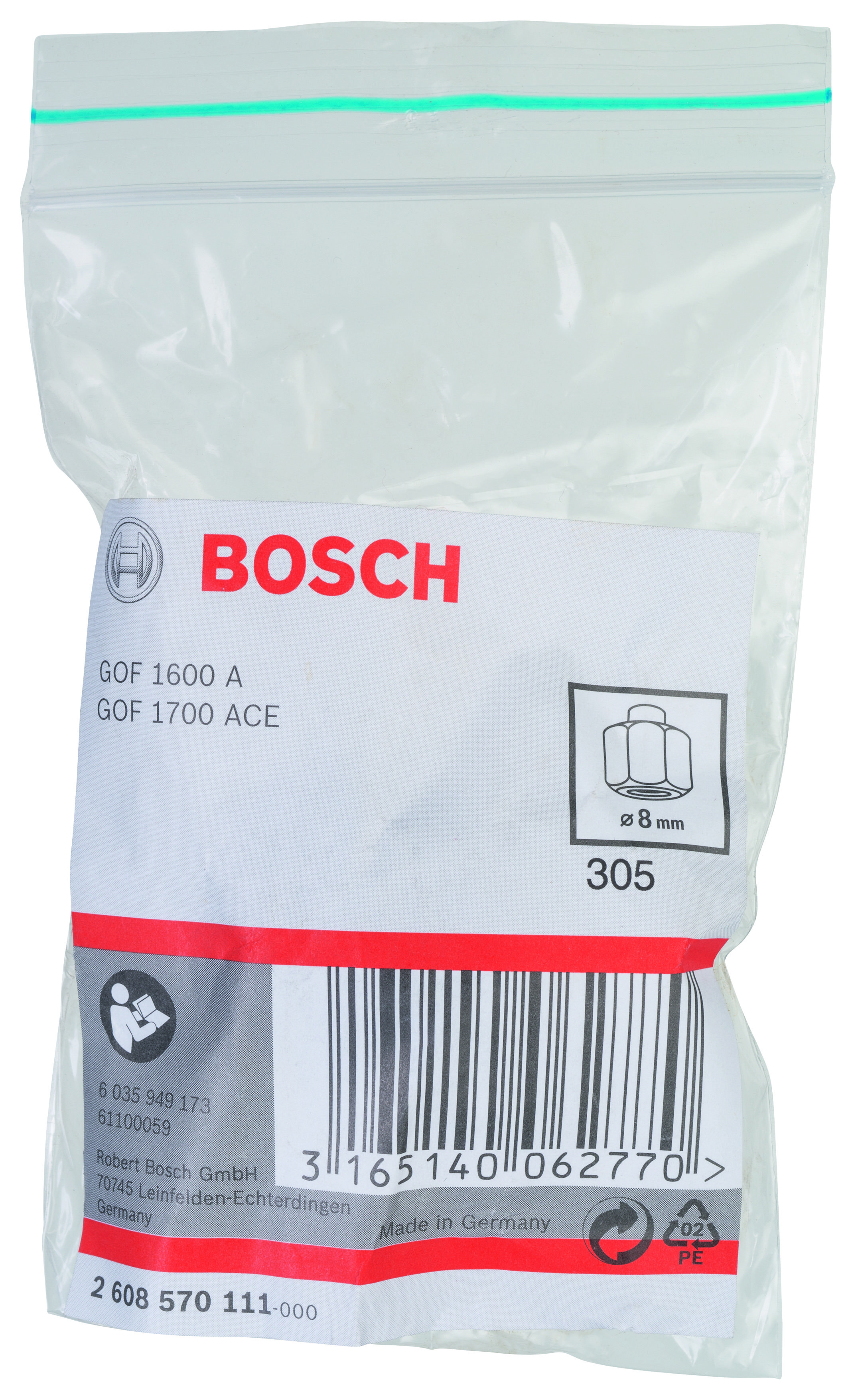 Bosch Freze Uyumlu Penset/Somun Ø8mm 27mm