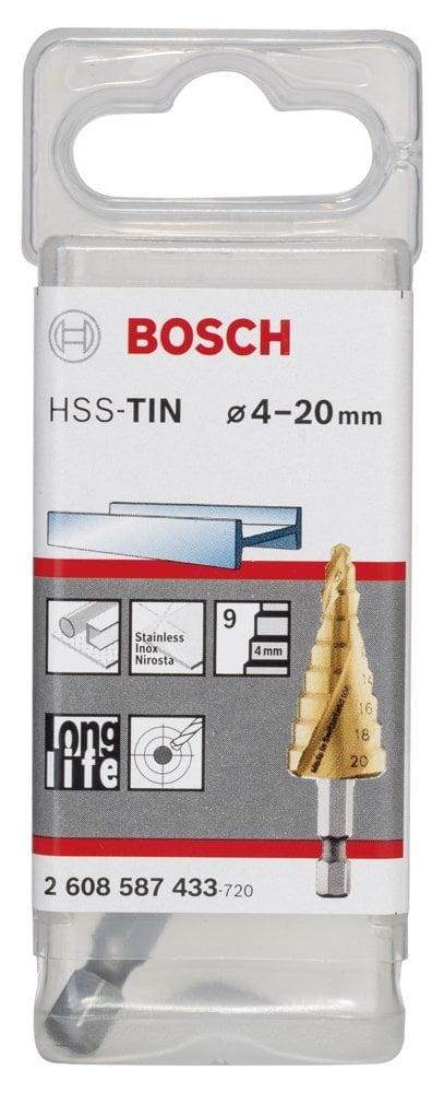 Bosch HSS-TiN 9 Kademeli Matkap Ucu HEX 4-20mm
