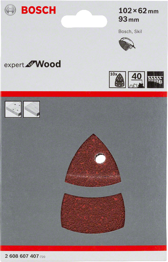 Bosch 102x62x93 mm 40 Kum 10 lu Zımpara Wood