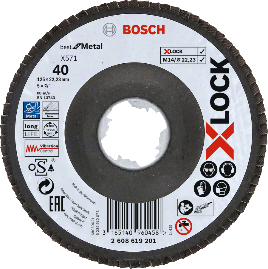 Bosch PRO X571 X-LOCK 125 mm 40 K Flap Disk
