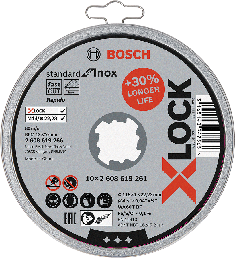 Bosch PRO SS and Metal X-LOCK KesmeTaşı115*1mmDüz10 lu