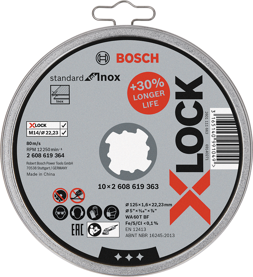Bosch PRO SS and Metal X-LOCK KesmeTaşı125x1.6mmDüz10lu