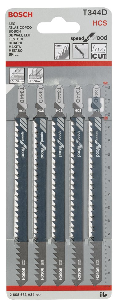 Bosch Dekupaj Bıçağı SpeedforWood T344D 5 li