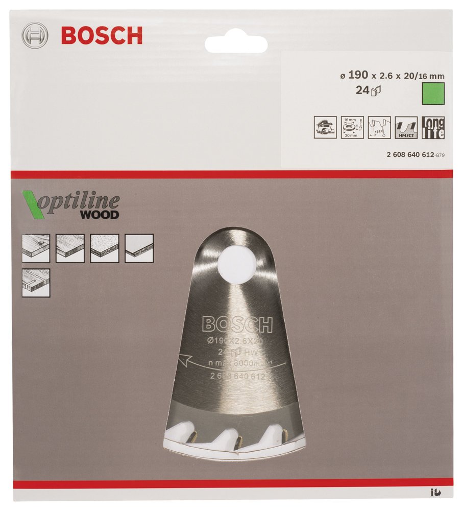 Bosch PRO Wood Daire Test. Bıç. 190*20/16 mm 24 D E