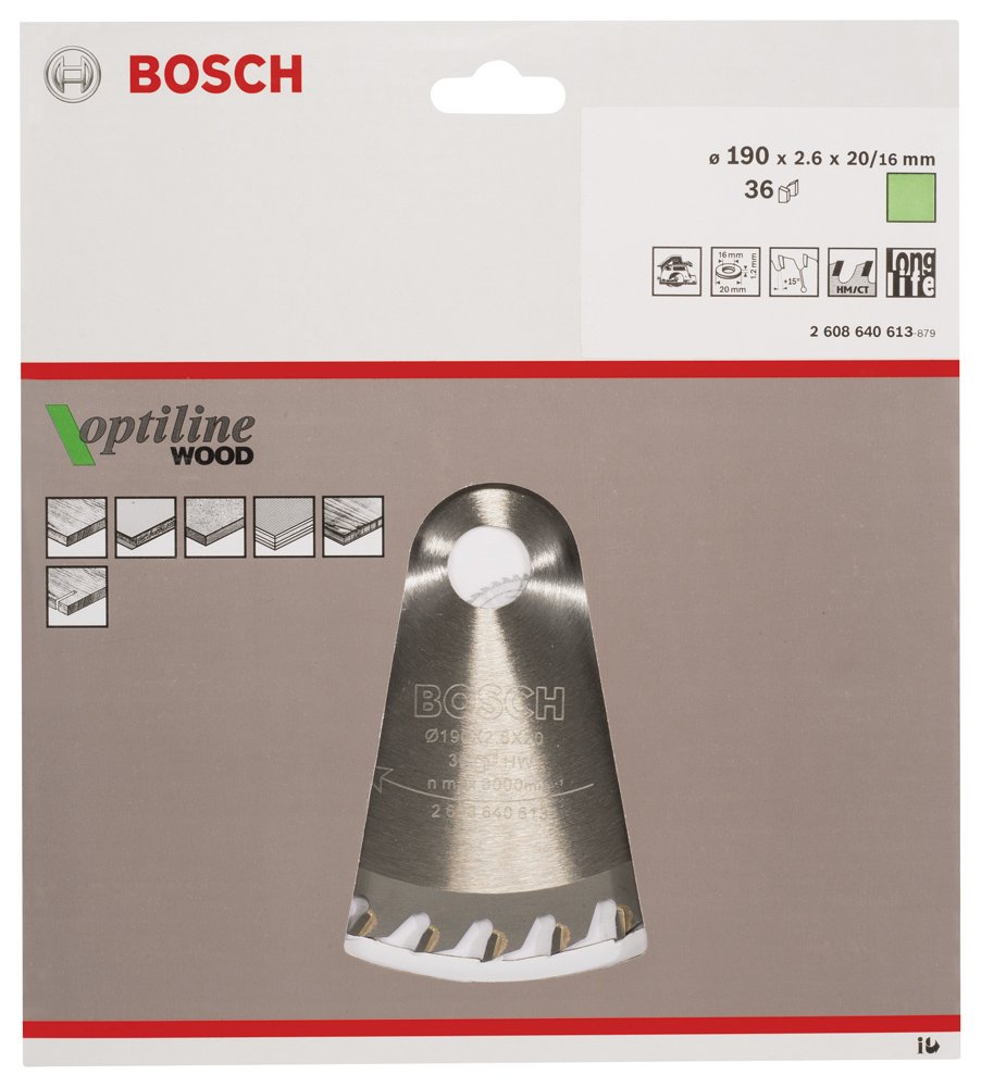 Bosch PRO Wood Daire Test. Bıç. 190*20/16 mm 36 D E