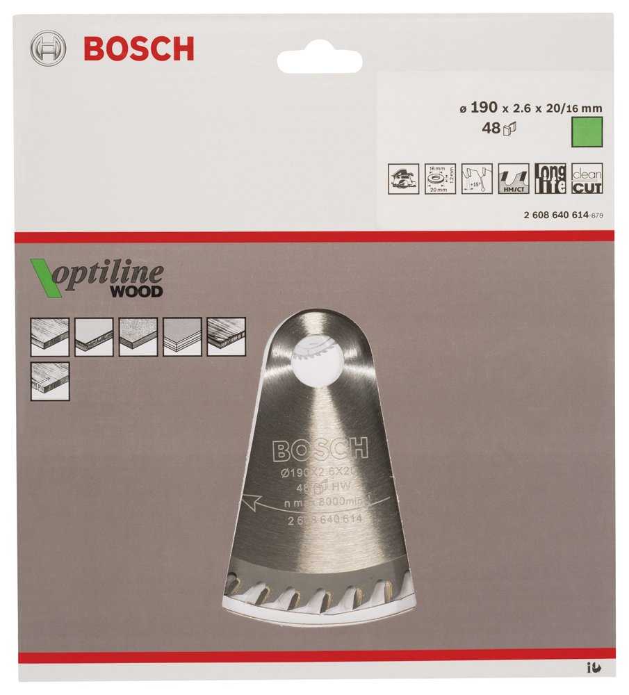 Bosch PRO Wood Daire Test. Bıç. 190*20/16 mm 48 D E