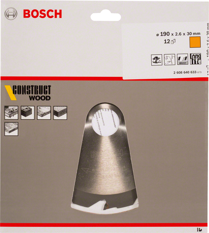 Bosch PRO Construct Wood Daire Test. Bıç. 190*30 mm 12 D E