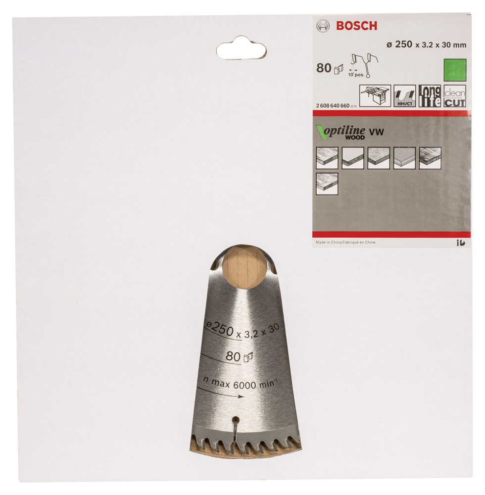 Bosch PRO Wood Daire Test. Bıç. 250*30 mm 80 D T