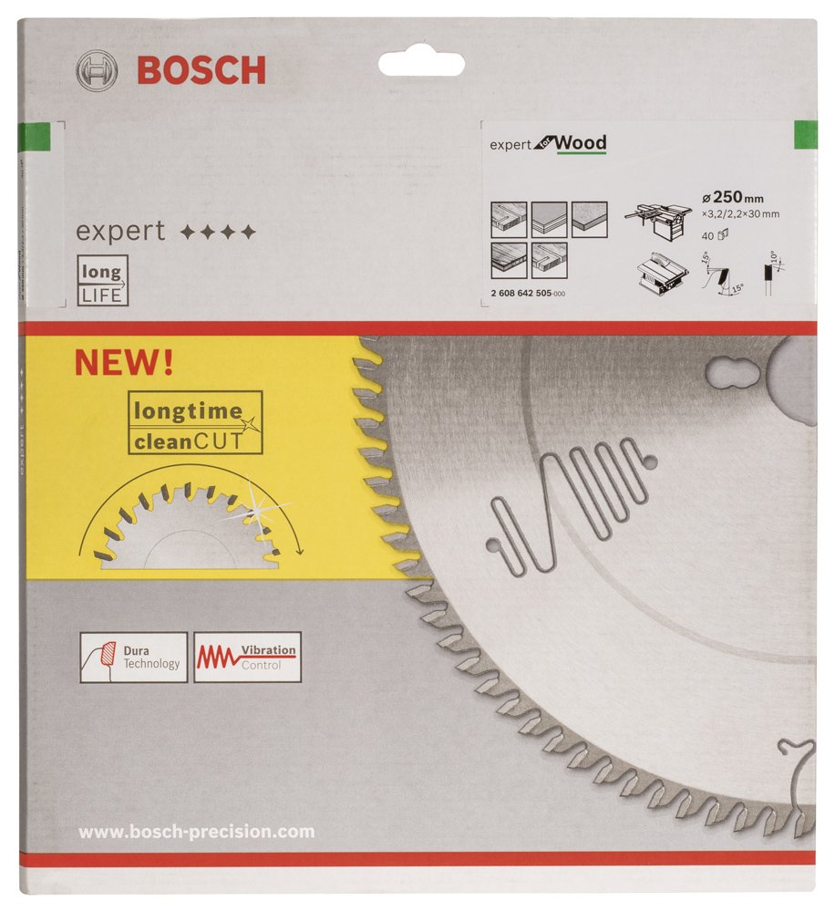 Bosch EXW Daire Test. Bıç. 250*30 mm 40 D T