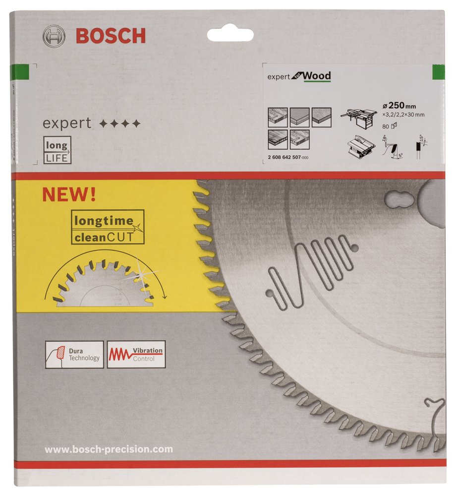 Bosch EXW Daire Test. Bıç. 250*30 mm 80 D T
