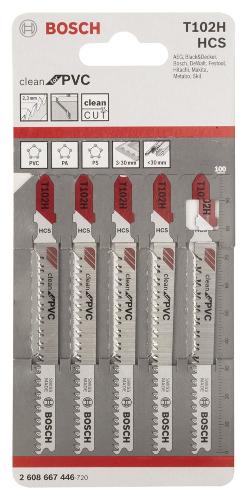 Bosch PRO Plastics PVC Clean Dekupaj Bıçağı T102H 5 li